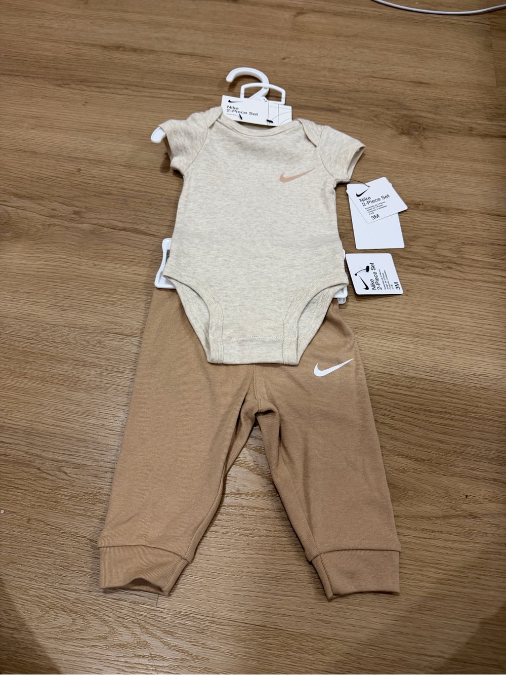 Nike Beige & Tan Baby One-Piece with Pants Set